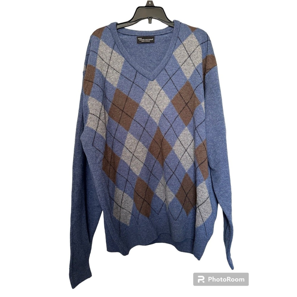 Hawick Knitwear‎ wool argyle sweater men’s XL